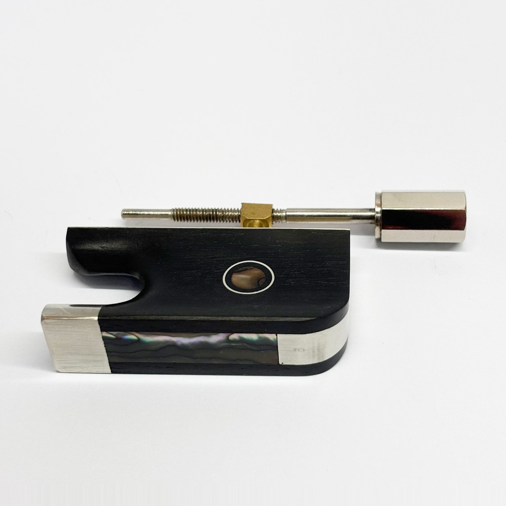 4/4 Cello Bow Ebony Frog Nickel Silver Abalone Frog + Screw Button
