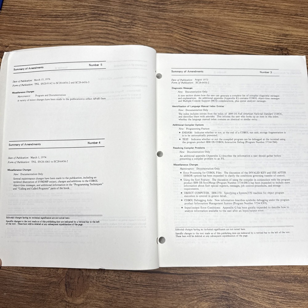 IBM OS COBOL Version 4 Programmers Guide 5734-CB2 5734-LM2 1970's Nat Standard