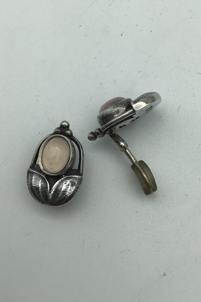 Georg Jensen Sterling Silver Ear Clips 2003 (Pink Quartz)