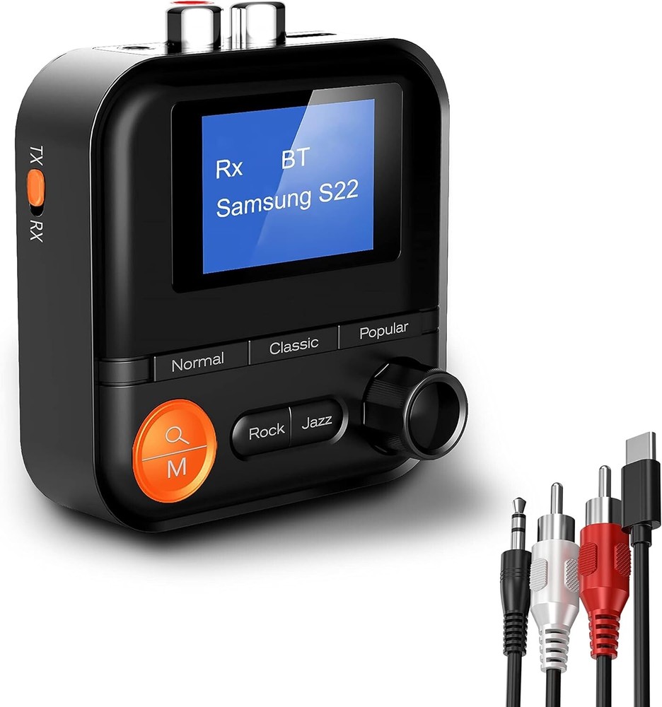 Bluetooth Transmitter, 2-in-1 Bluetooth Transmitter Receiver with LCD Screen, 5