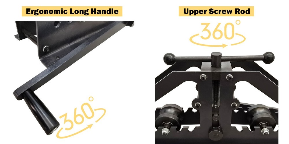 Portable Pipe Bender Dual Handle Adjustable Bending Angle Round Tube Roller