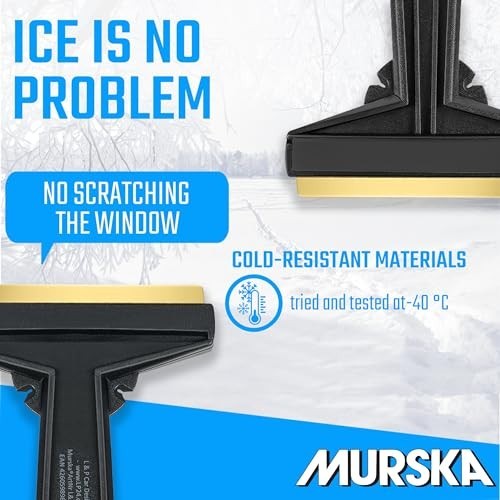 Efficient Brass Blade Car Ice Scraper - 2 Pack Windshield Snow Remover for Winte