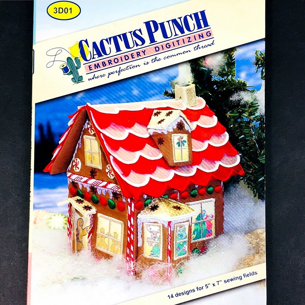 Cactus Punch Embroidery Digitizing - 3D Gingerbread House
