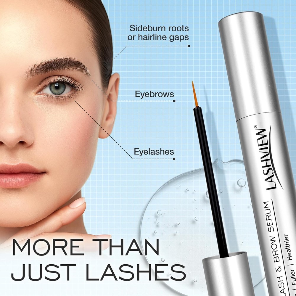 LASHVIEW Advanced Lash Growth Serum for Thicker, Longer Eyelashes and Eyebrows,