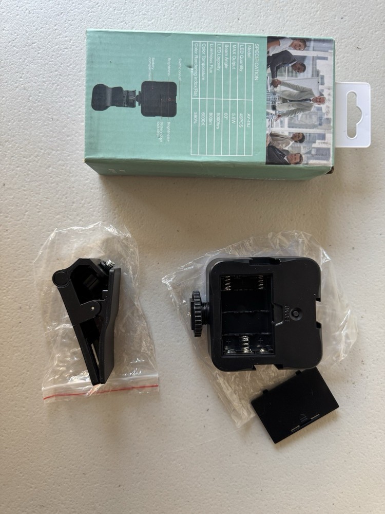 Portable LED Video Light with Clip Mount