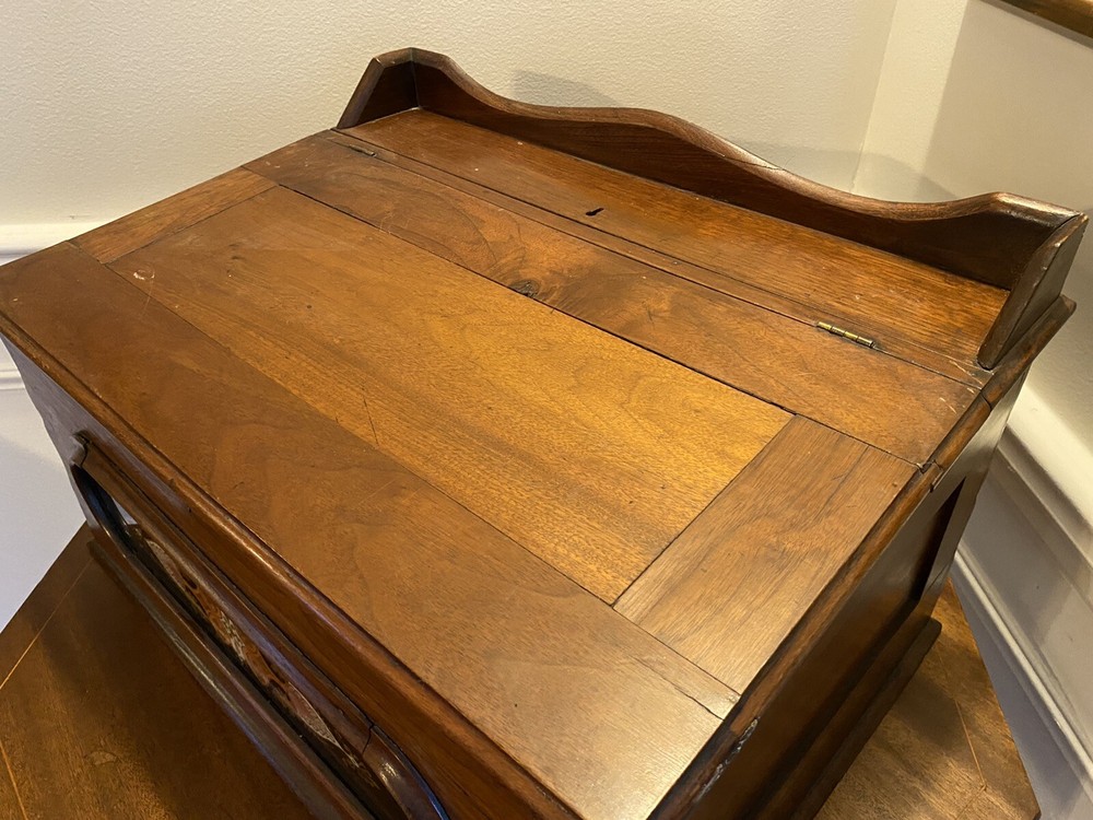 Antique Victorian Table Top Walnut Writing Desk Traveling Document Box