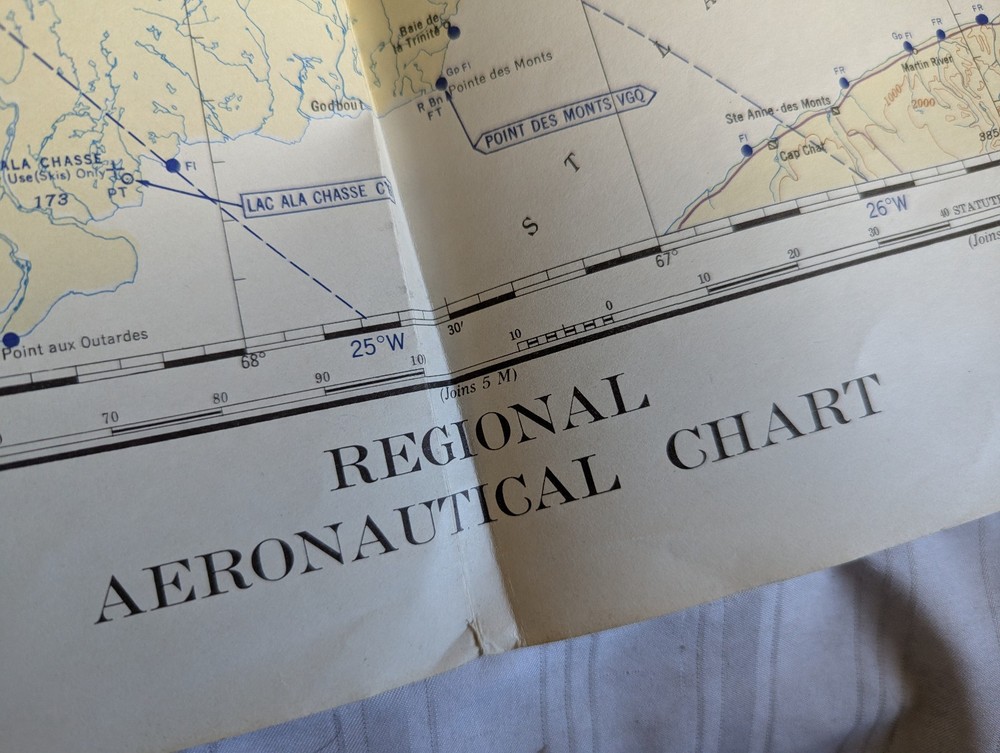 WWII Regional Aeronautical Chart map Hamilton Falls Canada Restricted Aug 1941