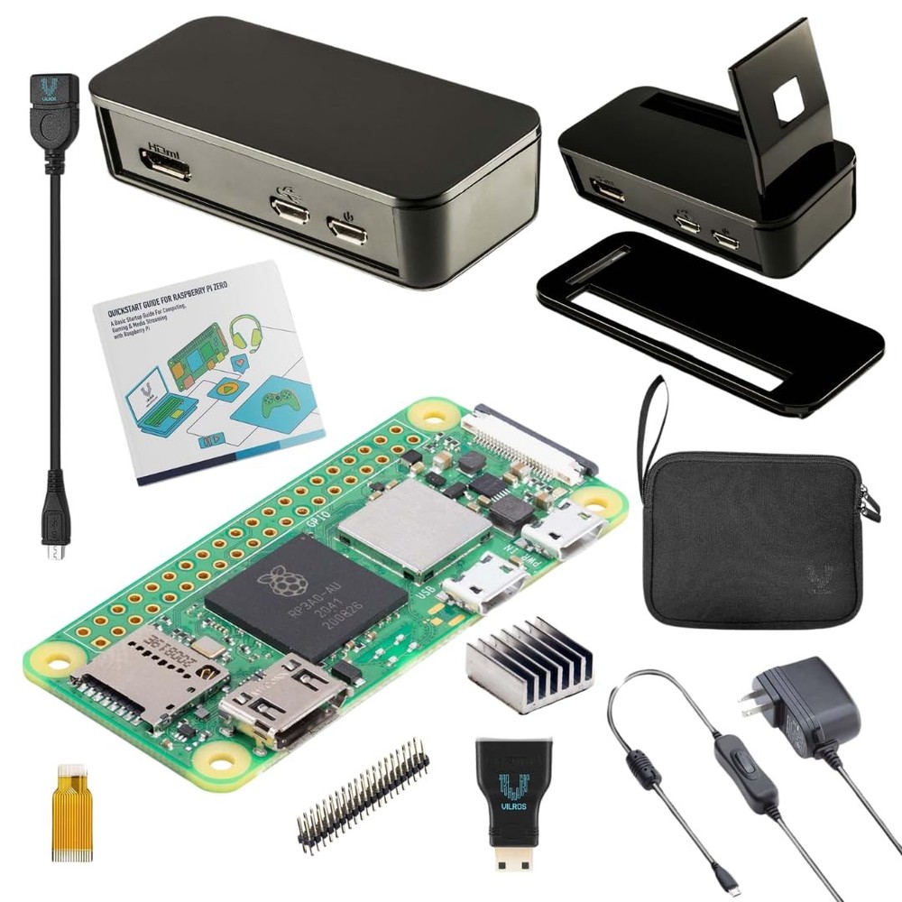 Raspberry Pi Zero 2 W Starter Kit with Case, Power Supply, HDMI & USB Adapters