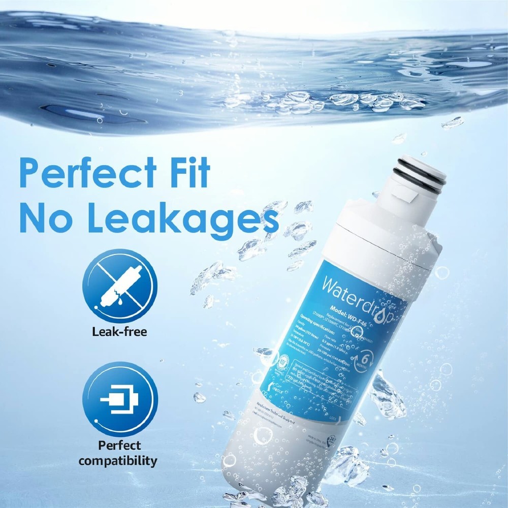 Waterdrop Refrigerator Water Filter, Replacement for LG® LT1000P®, Pack of 4