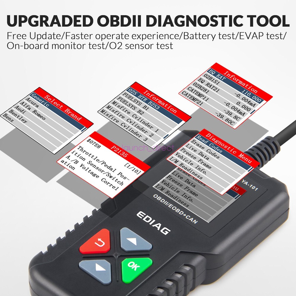 Full OBD2 Diagnostic Tool Car Check Engine Fault Code Reader OBDII Scanner USA