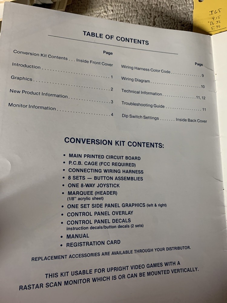 original Ajax Konami arcade video game manual