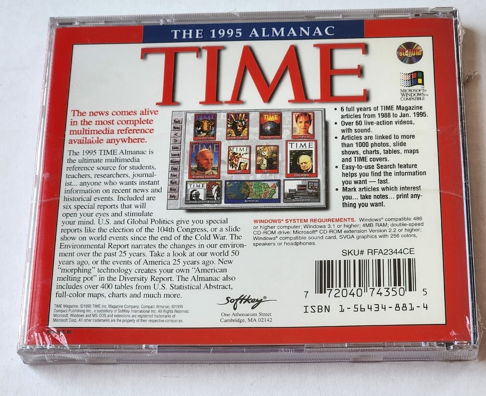 Time - 1995 Multimedia Almanac CD-ROM for Windows. Sealed.