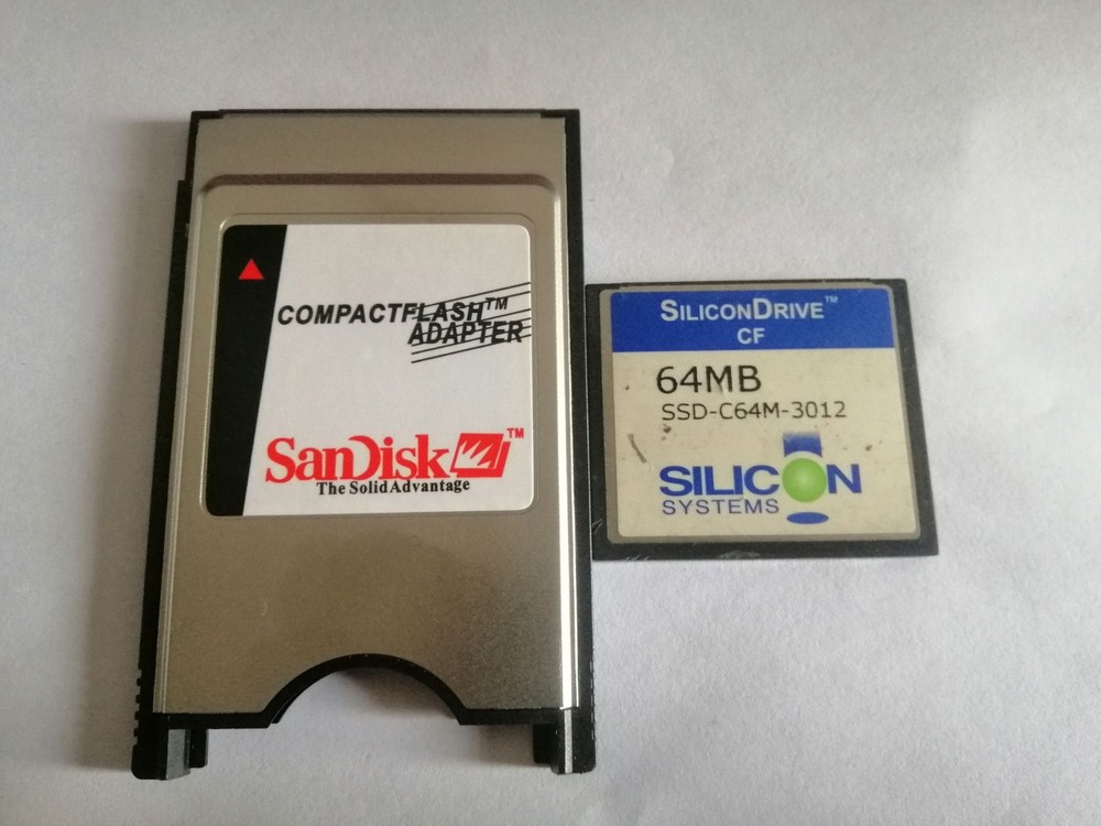 SiliconDrive 64MB CF with Compact Flash Card adapter PC PCMCIA Card
