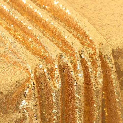 Sequin Tablecloth Seamless 90x132inch Rectangle 132" x 90" (Rectangular) Gold