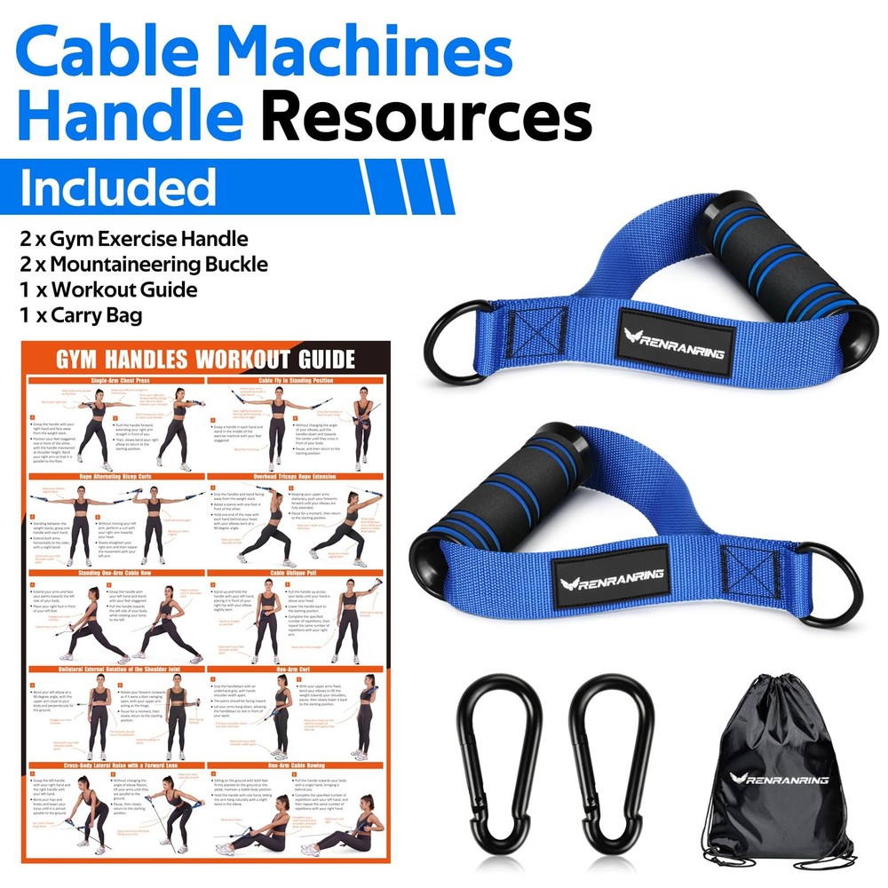 Gym Exercise Handles Replacement Handle Attachments for Cable Machine Pulleys