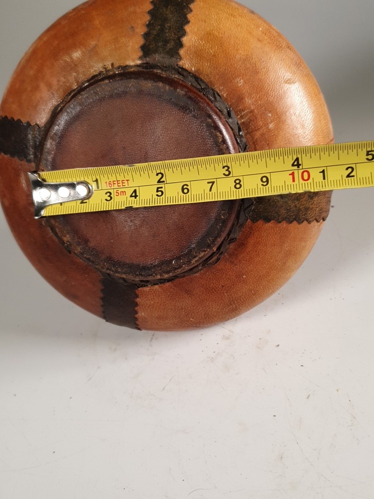 Vintage Leather Wrapped Green Bottle Decanter