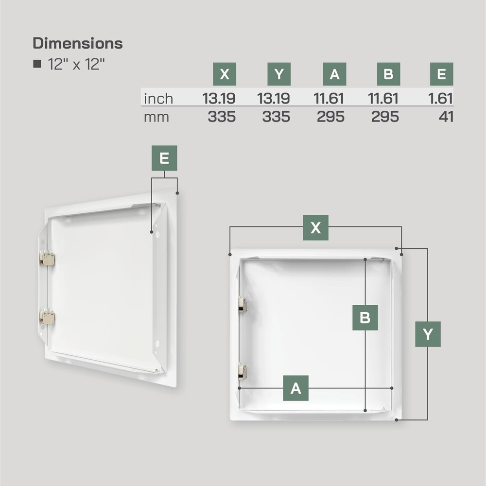 12'' x 12'' Inch White Metal Access Panel with Click Function - Easy Access Door