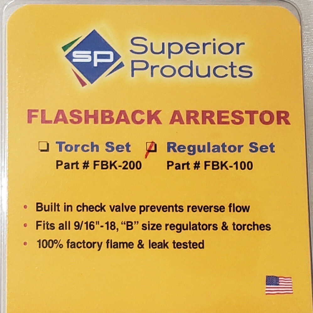Superior Products FBK-100 Flashback Arrestor Set Regulator Oxygen Fuel