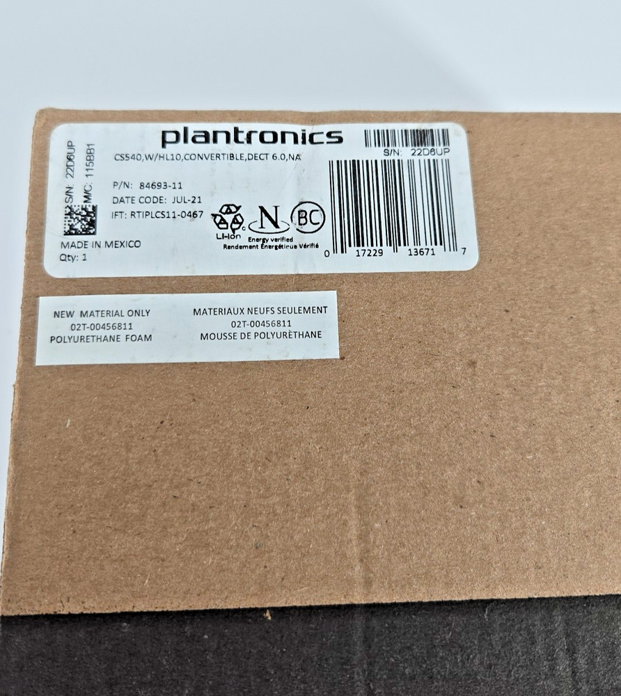 Complete PLANTRONICS CS540/HL10 84693-01 Wireless Headset System