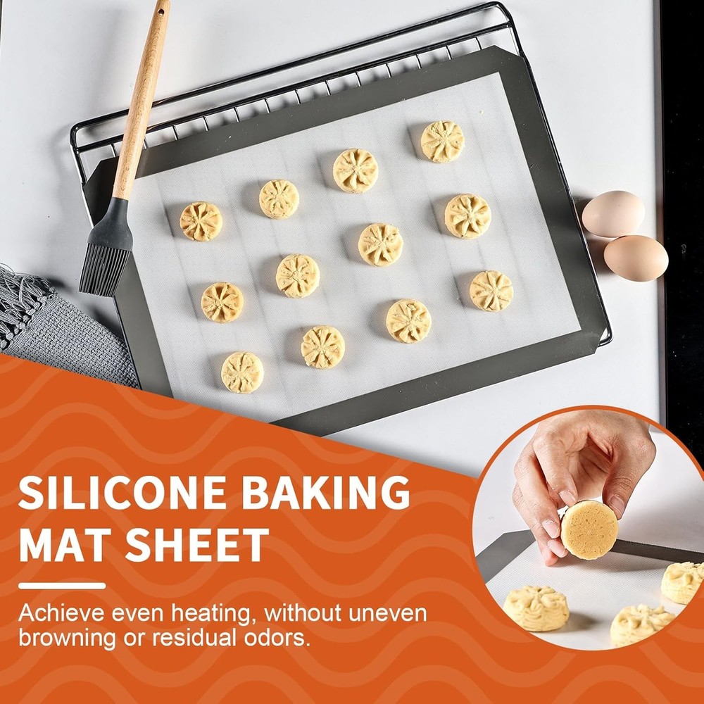 KitchenRaku 2-Pack Silicone Baking Mat, 2 Half Sheet, Brilliant White