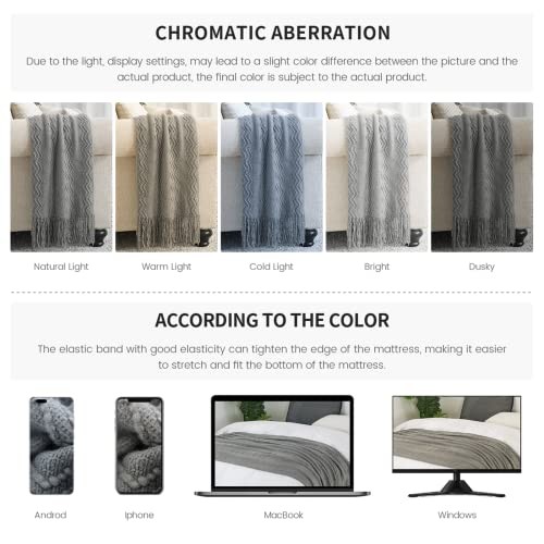Greyish Throw Blanket 50x60 Inches Throw Textured Solid Soft 50"x60" Dark Grey