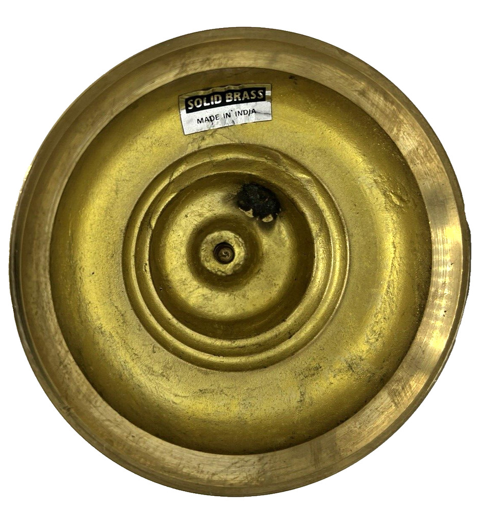 Chamber Candlestick Holder with Scroll Swirl Handle Large Solid Brass India GUC