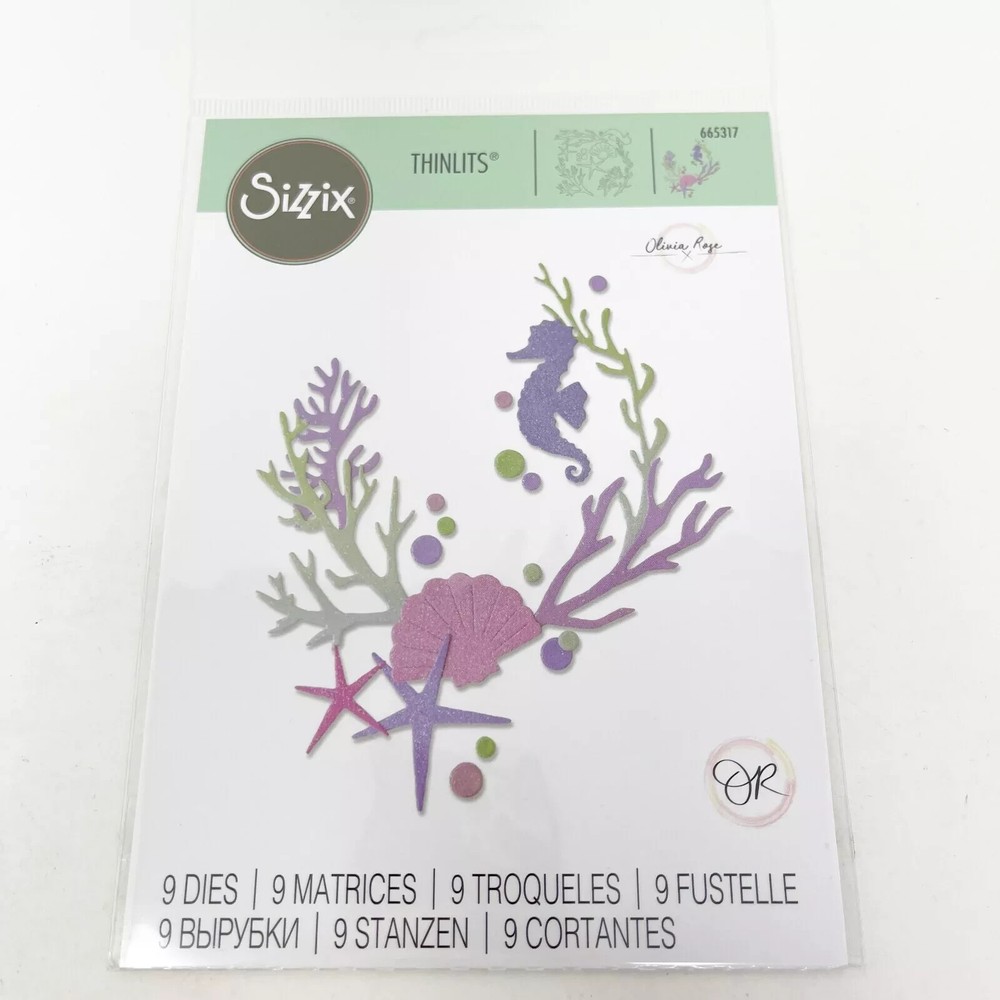 Sizzix Thinlits Coral Reef Olivia Rose Seahorse Cutting Dies 665317 NEW