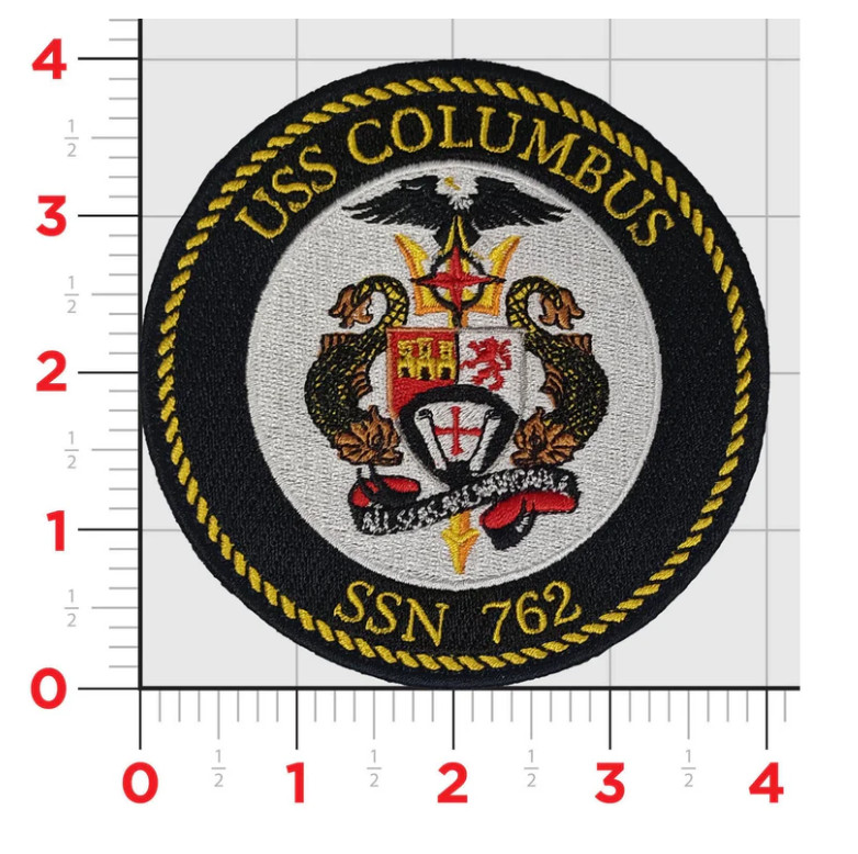 NAVY USS COLUMBUS SSN-762 EMBROIDERED PATCH WITH HOOK & LOOP