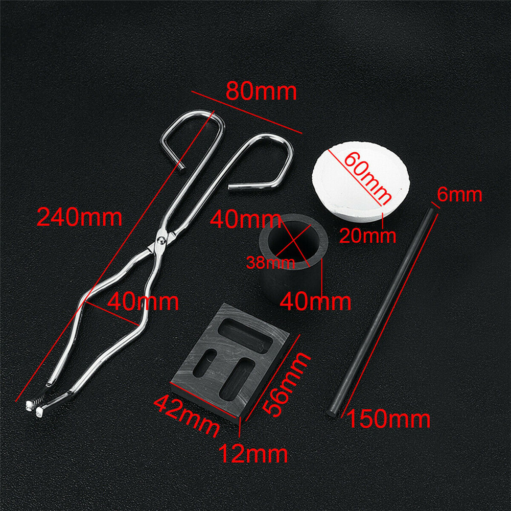 6PCS Graphite Ingot Crucible Mold Set Torch Melting Tool Kit For Gold & Silver