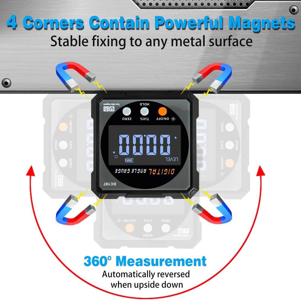 Digital Angle Finder with Electronic Laser - 4-side Strong Magnetic Angle Gau...