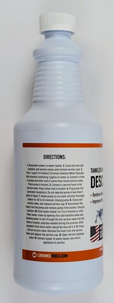 Chromex Tankless Water Heater Descaler 32 fl oz Professional Flush Solution 2-pk