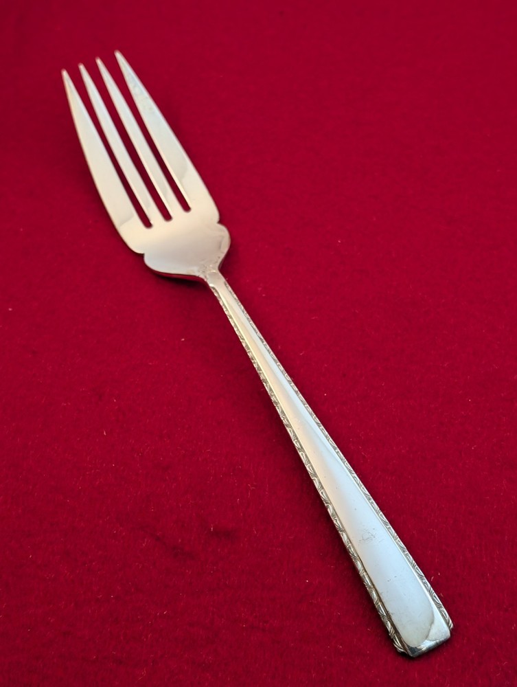 Unknown Mfg Nickel Silver UNF737 Glossy Cold Meat Serving Fork Silverware
