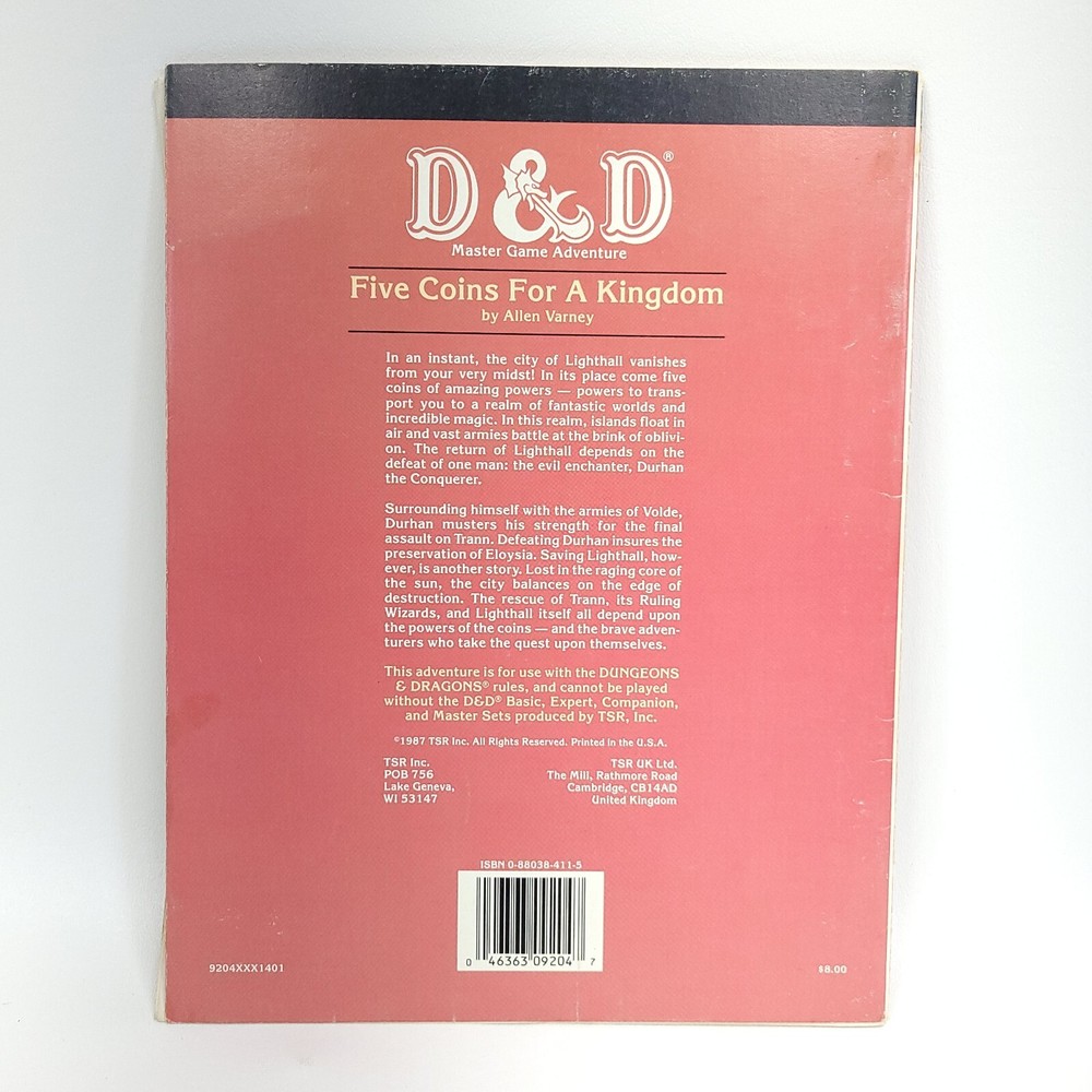 D&D Basic Five Coins for a Kingdom TSR M4 9204 1st Edition Varney Very Good