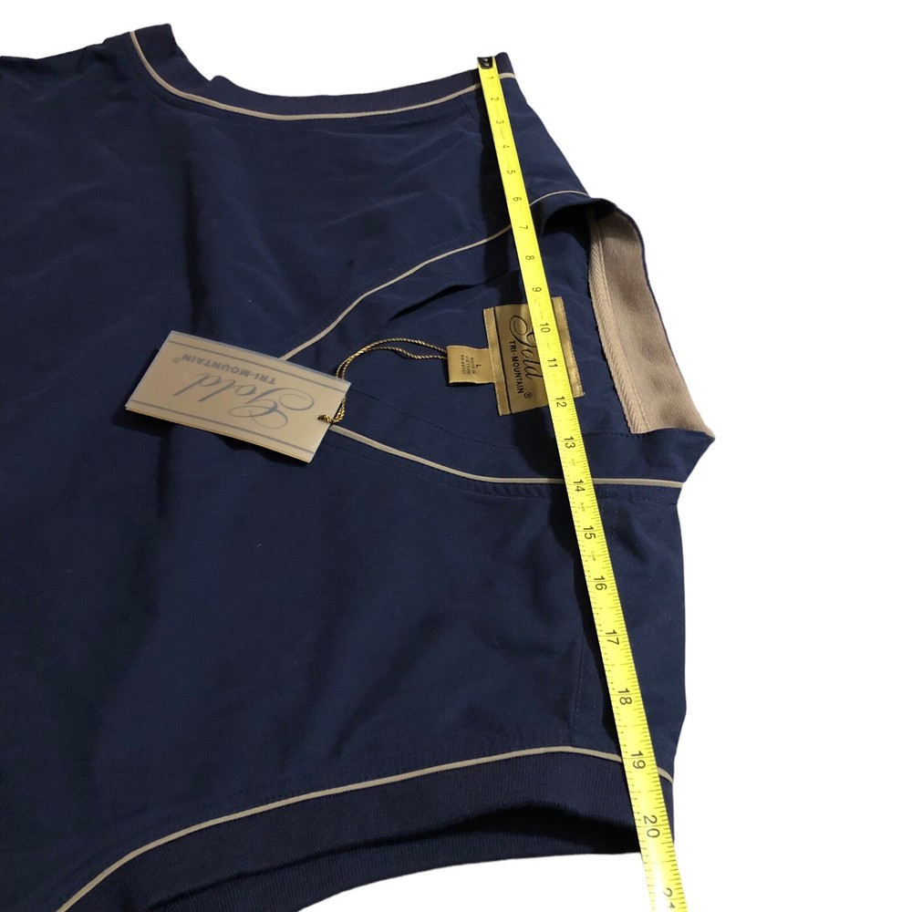 gold tri mountain mens vest golf pullover blue size L polyester new with tags