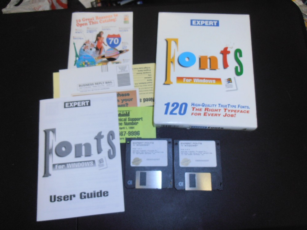 Expert Fonts for Windows (PC, 1994) Complete, Vintage