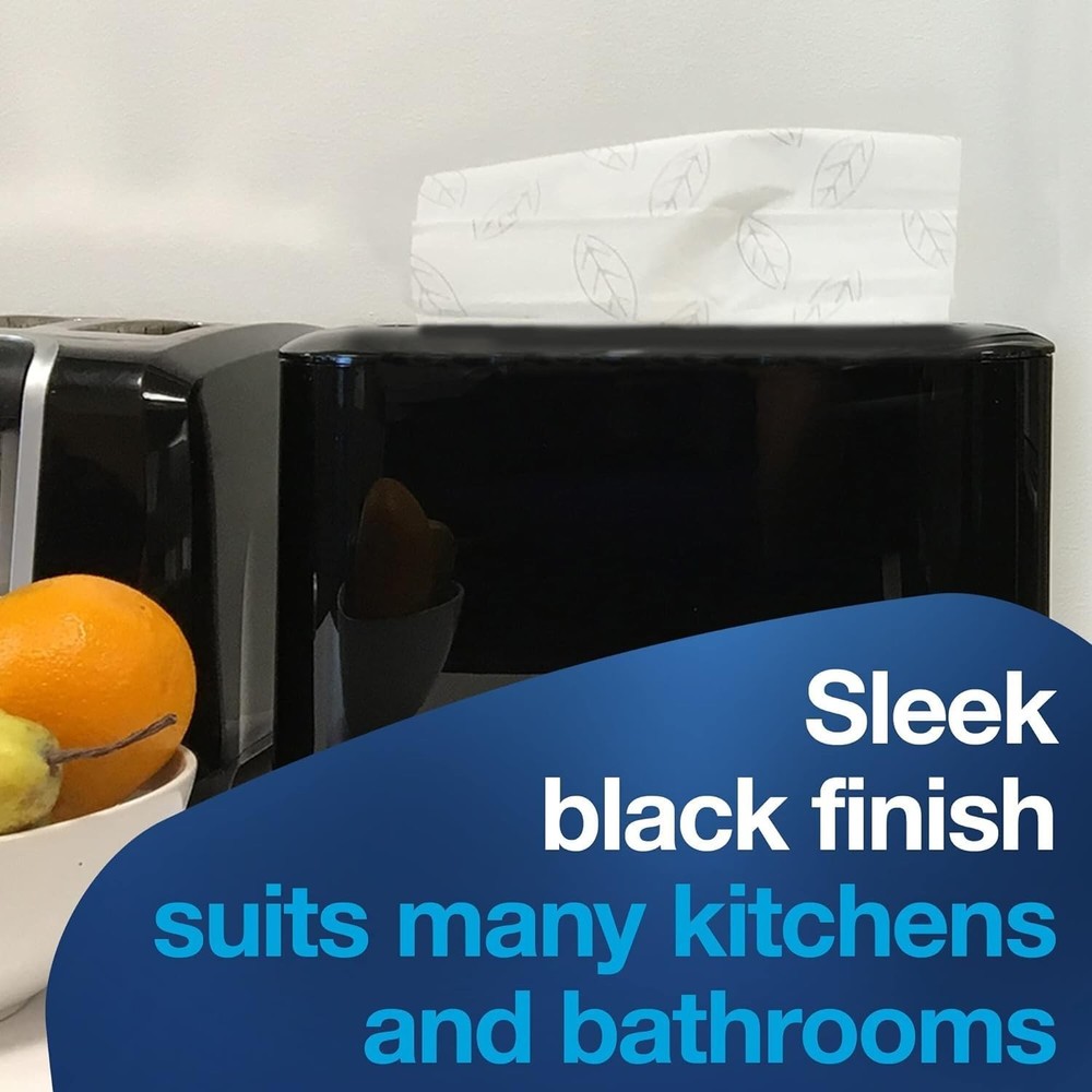 Paper Towel Dispenser Black Space-Saving Single-Dispensing for H2 Refill