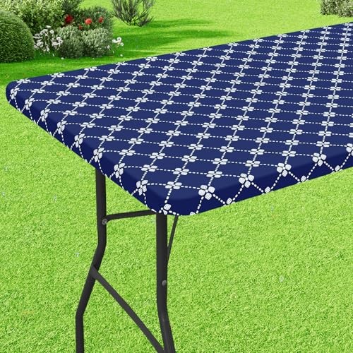 Rectangle Vinyl Table Cloth, Elastic Fitted 72" x 30" (Rectangular) 1 Navy