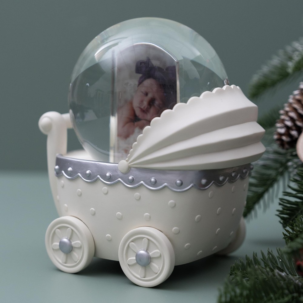 Personalized Photo Snow Globe with Glitter Effect, Keepsake Memory Display wi...