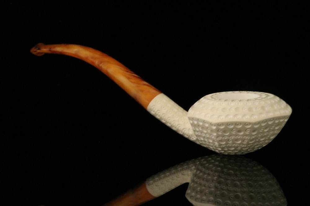 srv - Lattice Octagon Block Meerschaum Pipe with fitted case M2576