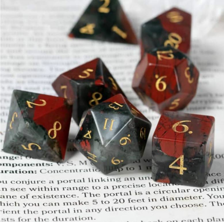 Bloodstone Gemstone Dice Set Poly RPG DnD Dungeons Dragons AD&D Pathfinder d20