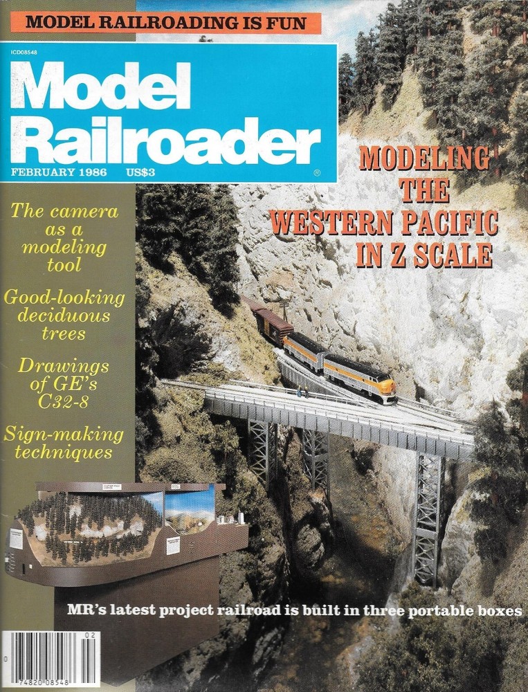 Model Railroader Magazine February 1986 Western Pacific Sign Making Techniques
