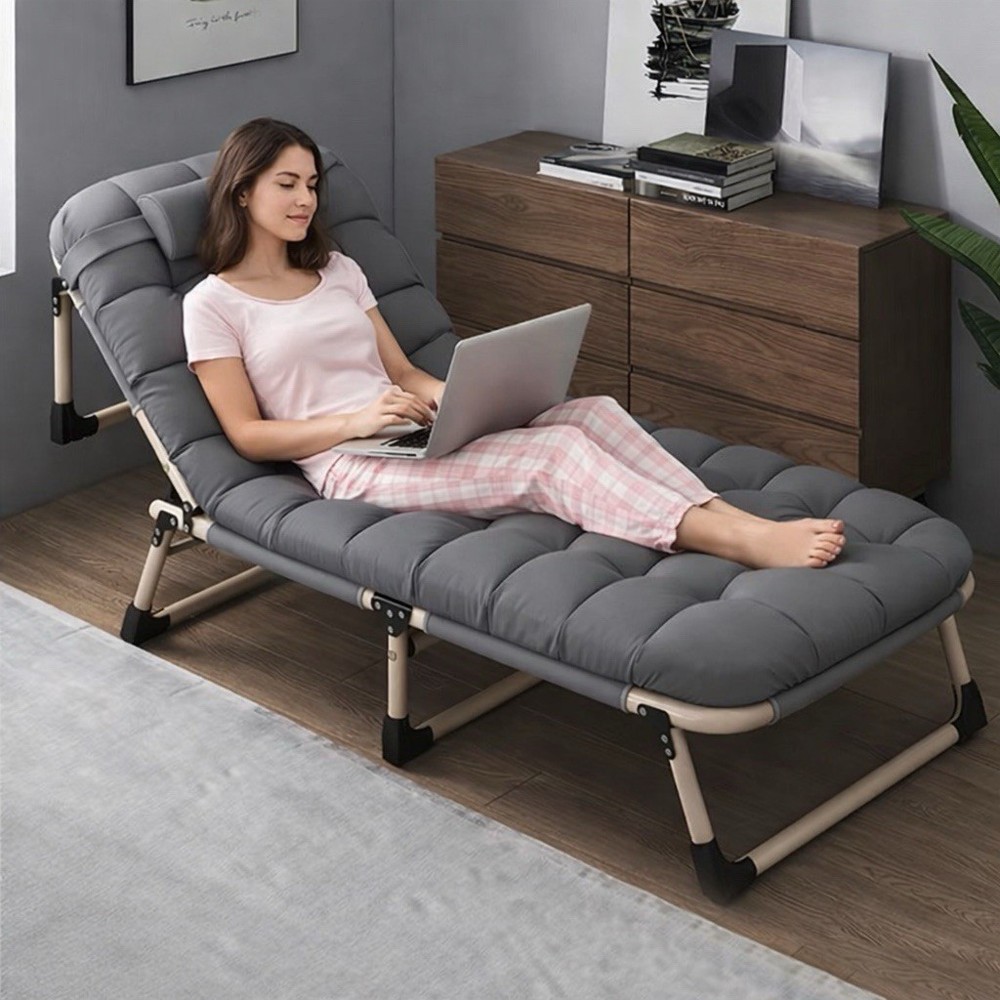 4 Adjustable Backrest Heavy Duty Folding Bed Frame with Mattres Cot Fold Out Bed