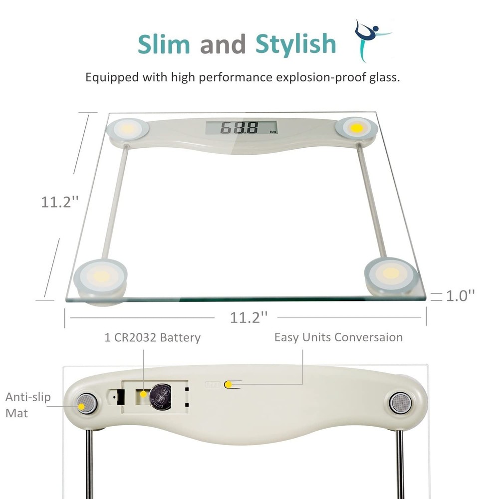Luxury Digital Bathroom Scale - High Accuracy 330 lbs with Step-on Technology