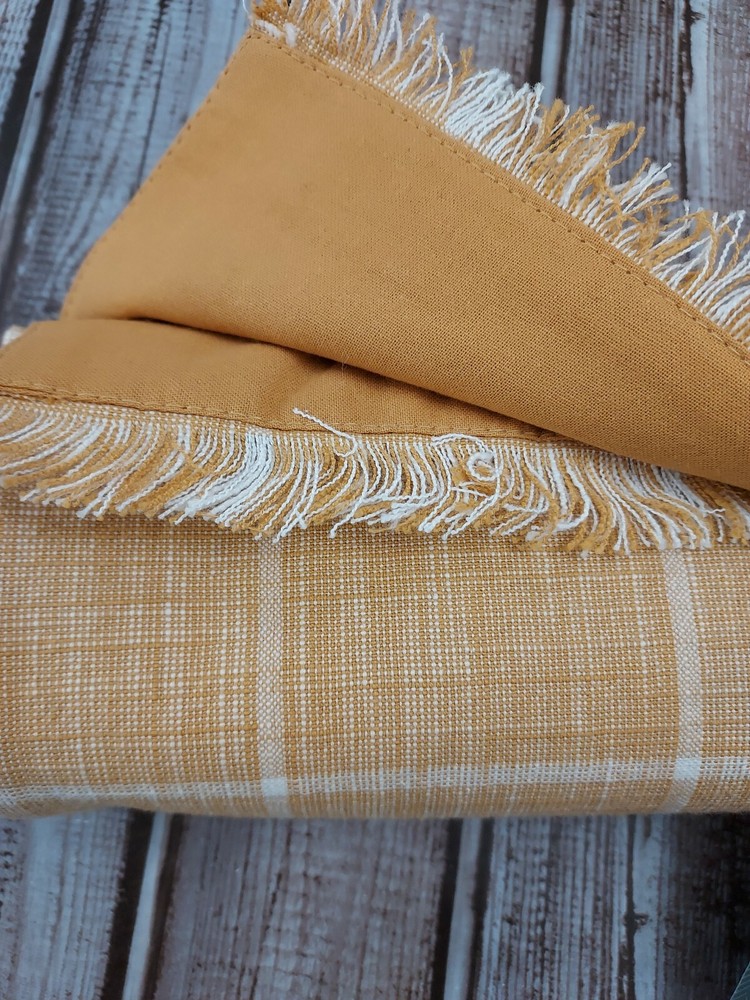 Threshold Cotton Windowpane Table Runner 72" x 14" Pastel Orange NEW