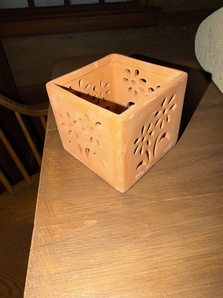 Terracotta Ceramic Square Tea light/ Small Candle Holder