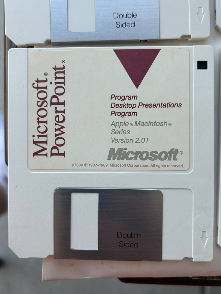 Apple Macintosh Microsoft PowerPoint 1987-1989 year. Vintage software