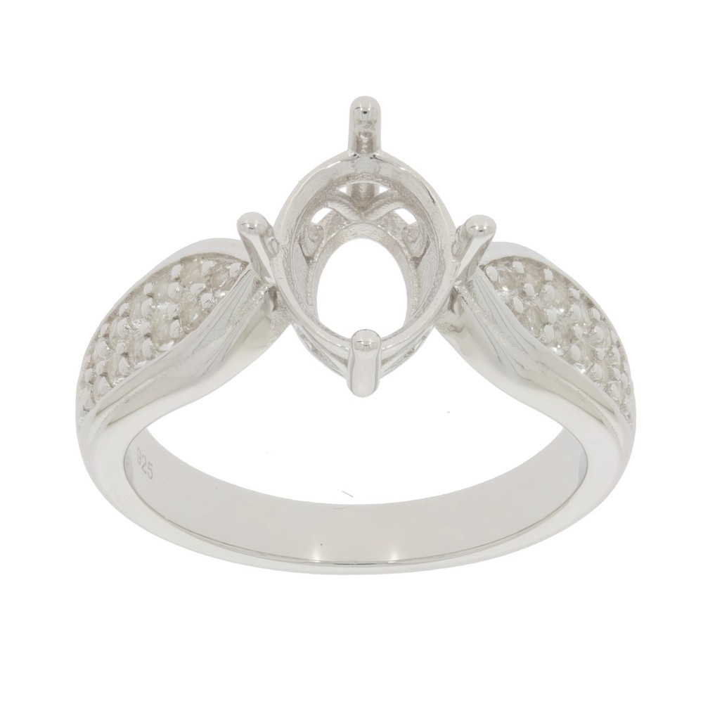 Sterling Silver Semi Mount Ring Setting Oval OV 9x7mm