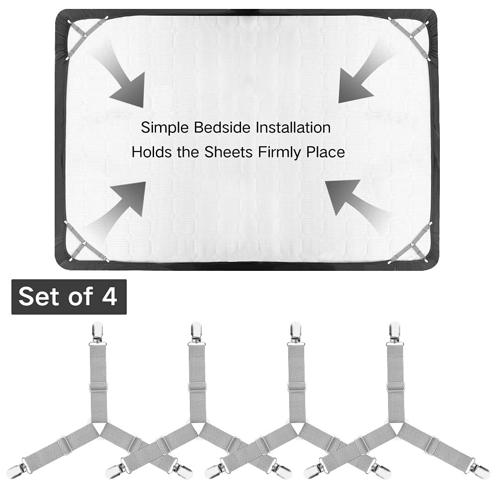 8 Pcs Adjustable Fitted Sheet Straps, Bed Corner, Clips, Fasteners, Suspenders