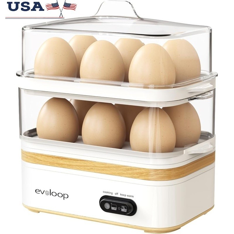 Multi Functional Stackable Egg Cooker Rapid Boil Poach Omelet Easy Clean New
