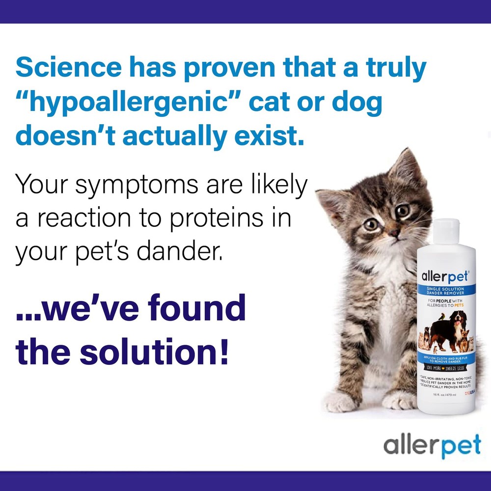 Allerpet Single Solution 16 fl oz Bottle Dander Remover for Pets - Relieves